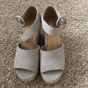 Light gray wedge heels